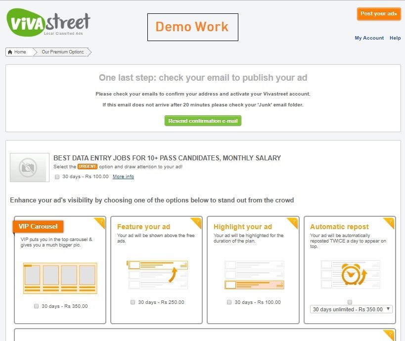 Ad Posting Jobs Demo Work